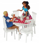 M&ouml;&ouml;bel Vintage valged puidust k&ouml;&ouml;gi nukum&ouml;&ouml;bel laud + 4 tooli Pino