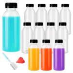 Ybcpack 12 tk 450 ml kuumakindlaid plastpudeleid t&auml;itmiseks, n&otilde;udepesumasinas pestavad, Pp-plastikust, korduvkasutatavad mahlapudelid koos puhastusharja ja silikoonist lehtriga