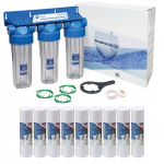 3-astmeline veefilter: mehaaniline: liiva, suspensioonide jaoks, tervele majale - 1 toll