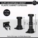 Omideas 12 x jalad + 6 x klambrid reguleeritava k&otilde;rgusega plastikust kapp k&ouml;&ouml;gikapp koos aluse sokli klambritega ja kinnitusklambriga