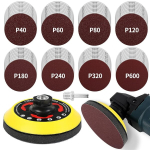 Pomsare lihvimisketaste komplekt 125 mm velcro nurklihvijale - 80 t&uuml;kki liivapaberit m14 lihvimisketta ja varrega - nurklihvija tarvikud puidule ja metallile - t&auml;iustatud versioon
