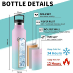 Grsta Termospudel, 750 ml roostevabast terasest joogipudel koos k&otilde;rrega, Bpa-vaba, lekkekindel, isoleeritud termospudel, topeltseinaga, veepudel kooli, matkamiseks, matkamiseks, reisimiseks