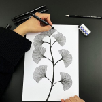 Tombow Fineliner Mono joonistuspliiats, joone laius 01 (u 0,25 mm), pigmenttint, vee- ja valguskindel, visandamiseks, illustreerimiseks ja joonistamiseks, must, Ws-efl-h-01