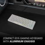 Durgod Hades 68 mehaaniline m&auml;nguriklaviatuur, 65% Ansi Us paigutus - Usb Type C, alumiiniumkorpus, Double Shot Pbt Cherry profiil (cherry Silent Red, valge)