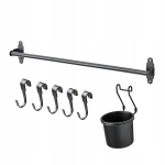 Ikea k&ouml;&ouml;gireeling, varras 60cm + konksud + anum