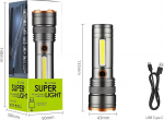 Alumiiniumist led taskulamp, eriti hele, usb-c laetav, suumitav mini k&auml;eshoitav lamp 4 valgusrežiimiga, veekindel ja saab kasutada ka akupangana &ndash; sobib suurep&auml;raselt telkimiseks, matkamiseks ja