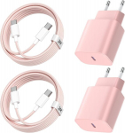 Usb-c laadija, iphone 16/15 seeriale, iphone'i kiirlaadija, pd20w, type-c laadija, 2 tk 2 m laadimiskaabliga, usb-c kuni type-c, samsung galaxy s23/s22/s21/s20 jaoks - roosa