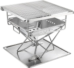 Campingmoon X-mini-pro kaasaskantav grill, kokkupandav v&auml;likamin, roostevabast terasest puupliit 1-2 inimesele koos kandekotiga