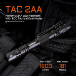 Acebeam Tac 2aa Edc taktikaline taskulamp kahe režiimiga, laetav 1600 luumeniga Led taskulamp, eriti ere topeltl&uuml;litiga, &uuml;liergas v&auml;ike taskulamp h&auml;daolukordadeks, telkimiseks, koju