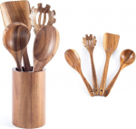 Hansek&uuml;che puidust k&ouml;&ouml;gitarvikute komplekt &ndash; grilltangid, vispel, spaatel, puulusikas ja pastakulbid (5-osaline komplekt)