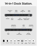 S&uuml;learvuti laadija Spigen Arcdock Pro 14-in-1 dokkimisjaam, kolmekordne kahe monitori hub 8k 4k Hdmi Dp Thunderbolt 4 dokk Usb4 96w Micro/sd 4.0 Ethernet Macbook Pro/air/m1/m2 Windowsile [usb C kaabel, adapter kaasas]