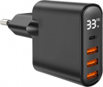 33 w mobiiltelefoni laadija led-ekraaniga, buotau (2 in 1) usb c kiirlaadija ja 3 pordiga 5v 3a usb a toiteplokk, pd qc pps kiirlaadimine iphone'ile, ipadile, samsung galaxy'le, google pixelile jne