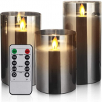Yinuo Candle Led k&uuml;&uuml;nlad taimeri funktsiooniga, v&auml;relev leek, Led k&uuml;&uuml;nlad kaugjuhtimispuldiga, vannitoa kaunistus, elutuba, laua kaunistus elutuppa, suurus 10/12.5/15 cm k&otilde;rge, 7.5 cm