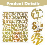 8 t&auml;hega kleebiste komplekt, liimt&auml;hed, kuldse s&auml;raga t&auml;hekleebised, isekleepuvad veekindlad kuldsed t&auml;hekleebised, uksele, postkastile, isetegemise scrapbooking'ule, kinkekaartide kaunistamiseks.