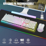 Redthunder K10 juhtmevaba m&auml;nguriklaviatuuri ja hiire komplekt taustavalgustusega, prantsuse Azerty, laetavad patareid, m&auml;ngurihiir 3200dpi Pc Ps5 Xbox One m&auml;nguritele (valge)