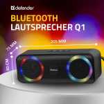 Defender Bluetooth k&otilde;lar Q1 Portable, muusikaboks Rgb Led valgusega, Usb/micro Sd Kaardi/aux-in taasesitus, True Wireless Stereo k&auml;ed-vabad funktsioon, Fm-vastuv&otilde;tja, Mp3-m&auml;ngija, Bluetooth k&otilde;lar