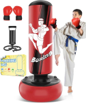Juoifip seisva poksikott 165cm t&auml;ispuhutav poksikott lastele koos poksikinnastega mma, karate, taekwondo treenimiseks ja energia vabastamiseks