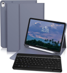 Gkabxy klaviatuuriga &uuml;mbris ipad 11/10 p&otilde;lvkonnale, 11/10,9 tolli (2025/2022), paindlik tpu &uuml;mbris pliiatsi hoidjaga, qwertz paigutus, magnetiline eemaldatav bluetooth klaviatuur ipad a16 jaoks, lilla