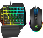 Juhtmega m&auml;nguklaviatuuri ja hiire kombinatsioon, 39 klahvi, mehaaniline tunnetus, vikerkaare taustavalgustus koos randmetoega Pc/xbox/ps4 &uuml;he k&auml;ega klaviatuurile ja Rgb m&auml;nguhiirele (must)