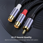 Moswag rca y splitter - 1 isane kuni 2 emane stereo helikaabel - &uuml;hildub subwooferite, k&otilde;larite, kodukinode, hd-telerite ja m&auml;ngukonsoolidega