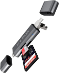 Icy Box Ib-cr201-c3 Sd-kaardi lugeja Usb 3.0-ga Sd & Micro Sd jaoks, 3 Usb pistikut (usb-c, Usb-a, Micro Usb), Otg, alumiinium