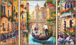 Schipper maalimine numbrite j&auml;rgi, Veneetsia, linn laguunis, maalimine t&auml;iskasvanutele pintsli ja akr&uuml;&uuml;lv&auml;rvidega, tript&uuml;hhon 50 x 80 cm