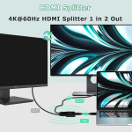 Hdmi splitter 1 sisend 2 v&auml;ljund 4k 3d hdmi jaoturi adapter 1 kuni 2 viisi kahele monitorile, 2 pordi jaoturi kaabel ps3/4, xbox, sky, dvd, hdtv, projektorile