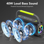 Bluetooth k&otilde;lar koos kandesangaga, 40 w muusikaboks, bluetooth k&otilde;lar topeltbassik&otilde;laritega, ipx7 veekindel, rgb tuled, tws sidumine, aux, tf kaart, sobib peoks/v&auml;litingimustesse/reisile