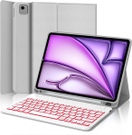 Occtingkind, klaviatuur ipad air 11 jaoks, &uuml;mbris magnetilise eemaldatava bluetooth klaviatuuriga ipadair 11 tolli 2024 m2 ja ipad air 11 tolli 2025 m3 jaoks, saksa qwertz paigutus, usb c, taustvalgustus, helehall