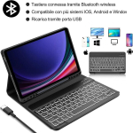 Klaviatuur samsung galaxy tab s9 fe 11 tolli 2023 (sm-x710/x716b/x718u) jaoks, 7 taustvalgustuse funktsiooni, itaalia bluetooth klaviatuur, magnetiline eemaldatav kaitse&uuml;mbris 11 tolli (must)