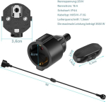 Vievre v&auml;litingimustes pikendusjuhe ip44 schuko pistikuga, 1 m pikkune pikendusjuhe l&uuml;litiga, 1,5 mm&sup2; 3680 w maanduskontaktiga f-t&uuml;&uuml;pi (cee 7/4) pistik pistikupessa (cee 7/3) - must