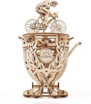 Ugears Automaton Cyclist 3d pusled - isadep&auml;eva kingitus, puidust mudelikomplektid t&auml;iskasvanutele, et ehitada klassikaline Tour De France karika jalgratas, puidust pusle, 3d puidust pusled t&auml;iskasvanutele kummimootoriga