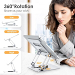 Lucrave Ipad'i alus, tahvelarvuti alus lauale 360&deg; p&ouml;&ouml;rleva alusega, kokkupandav alumiiniumist monitori alus, &uuml;hildub tahvelarvutitega nagu Ipad Pro 9.7, 10.5, 12.9 Air Mini 4 3, Tab (4-13 tolli)