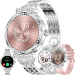 Naiste nutikell telefoni funktsiooniga, 1,32-tolline amoled fitnessikell, nutikell, aktiivsusmonitor, 123 spordirežiimi, aktiivsuse j&auml;lgija spo2 une j&auml;lgimise, pedomeetri ja ios androidi kellaga, h&otilde;bedane