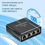 Lan splitter 1 kuni 4, 1000 mbps etherneti splitter, sobib cat6/7/8 kaablitele, 4 seadme samaaegne v&otilde;rgustamine, v&otilde;rgul&uuml;liti arvutitele, jaoturitele, l&uuml;lititele, ruuteritele, digiboksidele