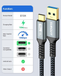 Sunguy usb c kaabel, [2 tk, 0,5 m] usb c kuni usb 10 gbps type c kaabel ja nailonist punutud andmekaabel usb c, &uuml;hildub iphone 16/15 pro max, galaxy s24 s23, android autoga