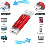 USB pulk Type C Usb m&auml;lupulk 128gb Otg 2-in-1 m&auml;lupulk kahe pordiga Usb 3.0 v&auml;lkm&auml;lu Usb C &uuml;hendusega nutitelefonidele, tahvelarvutitele ja arvutitele (punane)