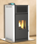 Keskk&uuml;tte pelletikamin ONYX Hydro 18 kW, suurendatud pelletisalv, valge