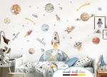 Little Deco Dl5076-04 seinakleebis planeedid kosmos seinakleebis beebituba p&auml;ikeses&uuml;steem t&auml;hed seinakleebis raketid kosmos lastetuba isekleepuv