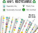 T&uuml;drukute pakkepaber &ndash; 6 lehte trendikat s&uuml;nnip&auml;eva pakkepaberit &ndash; s&otilde;pruse k&auml;ev&otilde;ru helmed &ndash; valge kinkepaber teismelistele &ndash; kleebistega &ndash; firmalt Central 23