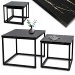 Kohvilaudade Komplekt 2 osaline Mebel Elite JUNO Must Marmor