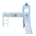 Loft-voodi, Saare Piraat, 207x228x97 cm, Valge, Loft-voodi, Saare Piraat, 207x228x97 cm, Valge