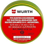 Wurth 098551515 isolatsiooniteip kollane roheline 15 mm x 10 m x 0,15 mm pvc isekustuv iec rohs elektriline teip 15 x 10 mm/m