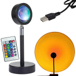 Projektori lamp p&auml;ikeseloojangu ida imitatsiooniga metallist LED RGB USB + kaugjuhtimispult