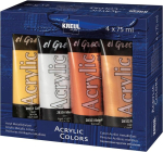 Kreul 28270 - El Greco akr&uuml;&uuml;lmetallikv&auml;rvid, 4 x 75 ml, komplektis kuld, h&otilde;be, roosa kuld ja vask, k&otilde;rgelt pigmenteeritud akr&uuml;&uuml;lv&auml;rv, valmistatud vee baasil