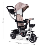 2-in-1 kolmerattaline jalutusk&auml;ru, p&ouml;&ouml;ratav iste, kokkupandav varikatus, beež, ECOTOYS