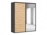 Riidekapp Black Red White Flex, 240x200x66 cm, hall/pruun