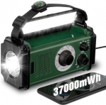 K&auml;eshoitav h&auml;daabiraadio, p&auml;ikeseenergial t&ouml;&ouml;tav/USB, AM/FM/NOAA, 37000mWh