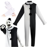 Klouni kost&uuml;&uuml;m Harlekin Halloween karneval Ball Set must ja valge L