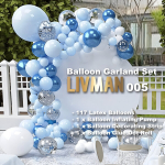 &Otilde;hupallivanikute komplekt erinevateks pidustusteks LIVMAN 005 koos &otilde;hupallipumbaga, 117 osa